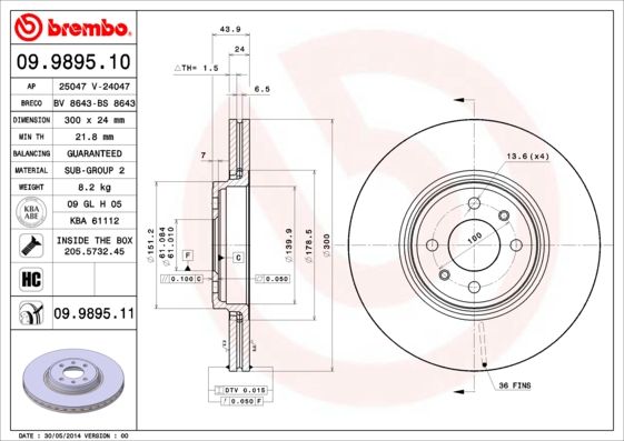 BREMBO 09.9895.10 Brake Disc