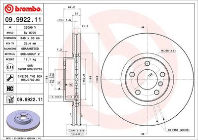 Brake Disc BREMBO 09.9922.11