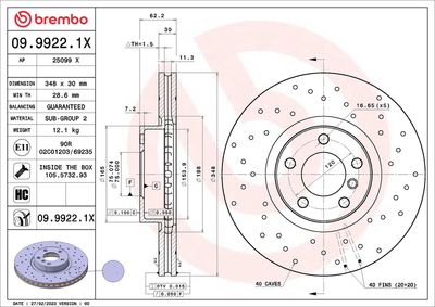 Brake Disc BREMBO 09.9922.1X