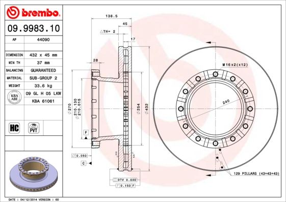 BREMBO 09.9983.10 Brake Disc