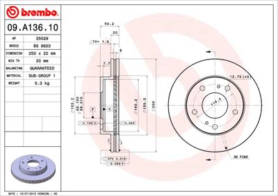 Brake Disc BREMBO 09.A136.10