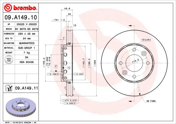 BREMBO 09.A149.10 Brake Disc