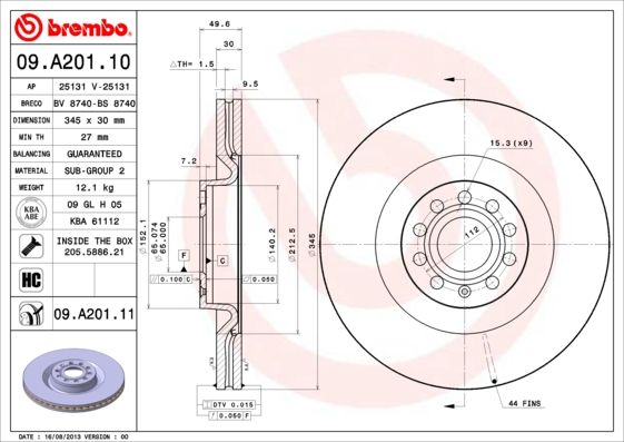BREMBO 09.A201.11 Brake Disc