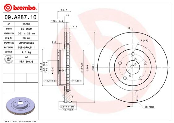 BREMBO 09.A287.10 Brake Disc