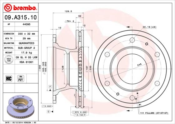 BREMBO 09.A315.10 Brake Disc
