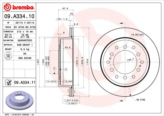 BREMBO 09.A334.10 Brake Disc