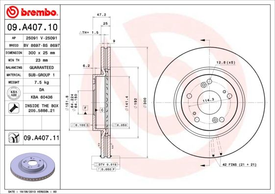 BREMBO 09.A407.11 Brake Disc