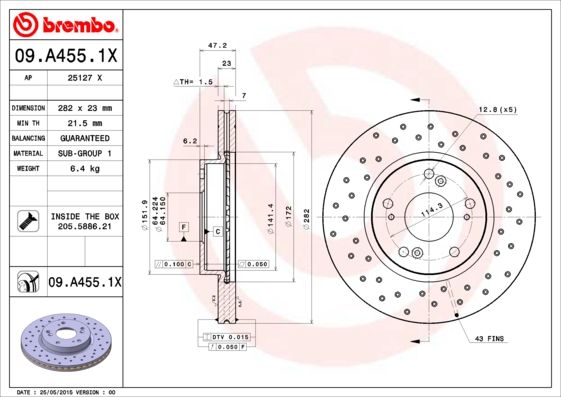 BREMBO 09.A455.1X Brake Disc