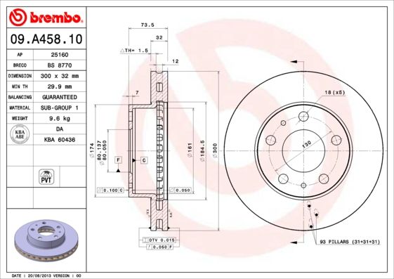 BREMBO 09.A458.10 Brake Disc