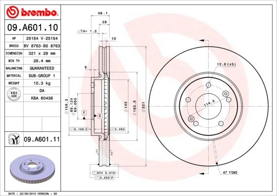 BREMBO 09.A601.11 Brake Disc