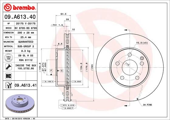 BREMBO 09.A613.40 Brake Disc