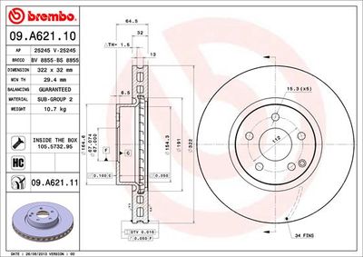 Brake Disc BREMBO 09.A621.10