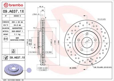 Brake Disc BREMBO 09.A637.1X