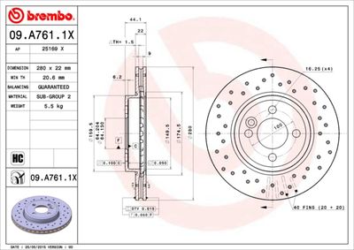 Brake Disc BREMBO 09.A761.1X