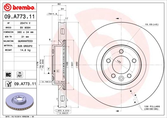 BREMBO 09.A773.11 Brake Disc
