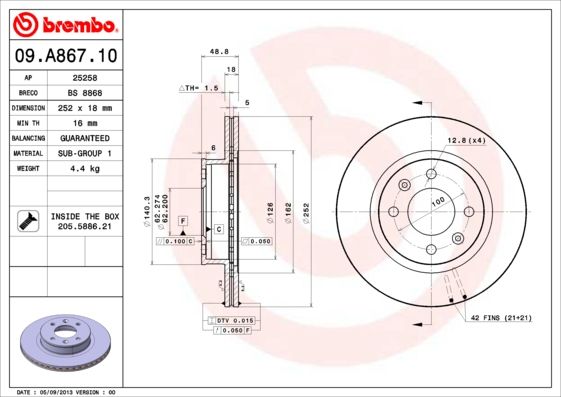 BREMBO 09.A867.10 Brake Disc