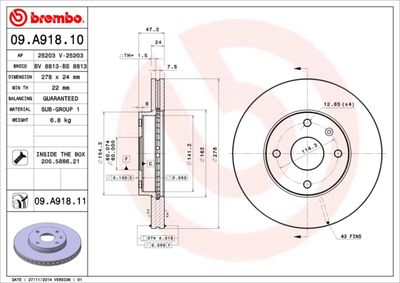 Brake Disc BREMBO 09.A918.10