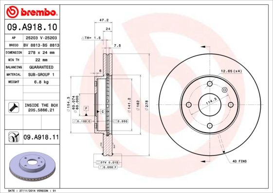 BREMBO 09.A918.11 Brake Disc