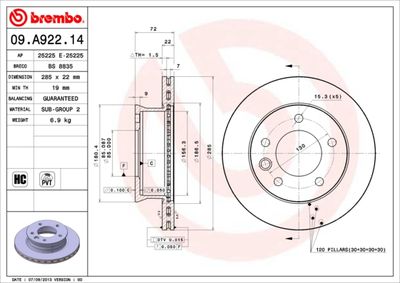 Brake Disc BREMBO 09.A922.14