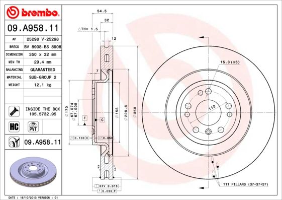 BREMBO 09.A958.11 Brake Disc