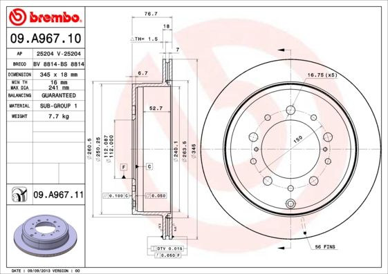 BREMBO 09.A967.11 Brake Disc