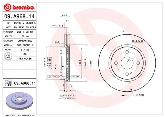 BREMBO 09.A968.11 Brake Disc