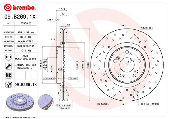 BREMBO 09.B269.1X Brake Disc