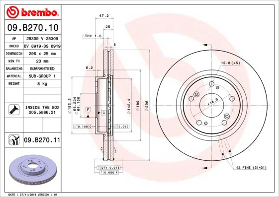 BREMBO 09.B270.11 Brake Disc