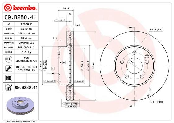 BREMBO 09.B280.41 Brake Disc
