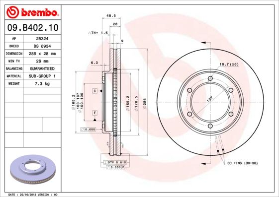 BREMBO 09.B402.10 Brake Disc