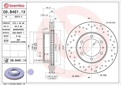 Brake Disc BREMBO 09.B461.1X