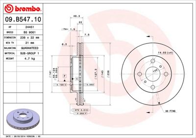 Brake Disc BREMBO 09.B547.10