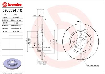 Brake Disc BREMBO 09.B594.10