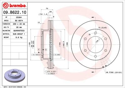 Brake Disc BREMBO 09.B622.10