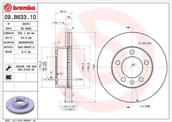 BREMBO 09.B633.10 Brake Disc
