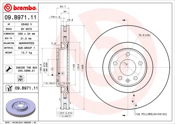 BREMBO 09.B971.11 Brake Disc