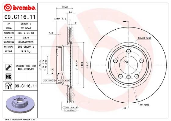 BREMBO 09.C116.11 Brake Disc