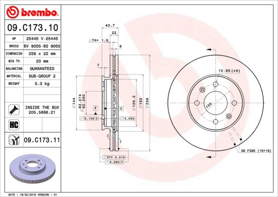 BREMBO 09.C173.11 Brake Disc