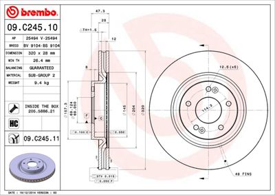 Brake Disc BREMBO 09.C245.11