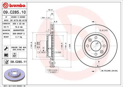 Brake Disc BREMBO 09.C285.11