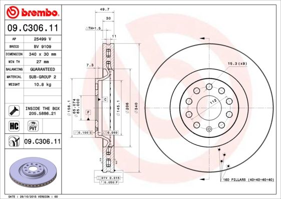 BREMBO 09.C306.11 Brake Disc