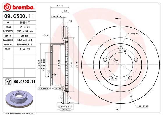 BREMBO 09.C500.11 Brake Disc