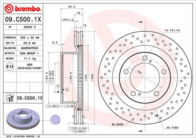 Brake Disc BREMBO 09.C500.1X
