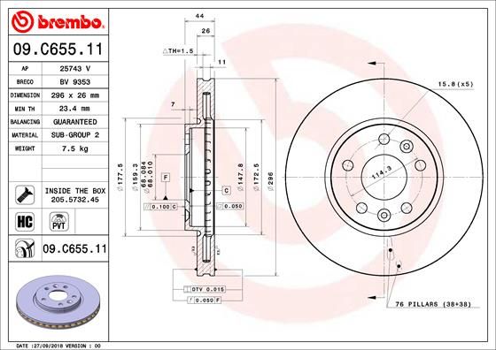 BREMBO 09.C655.11 Brake Disc