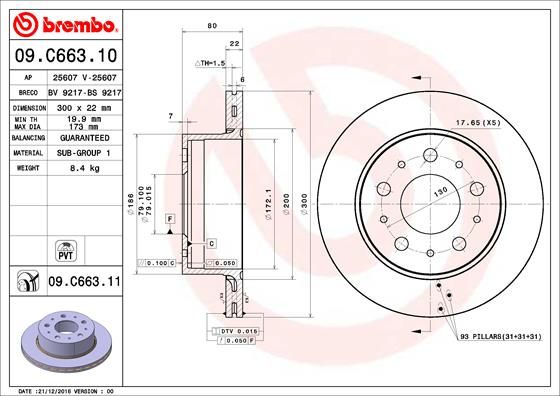 BREMBO 09.C663.11 Brake Disc