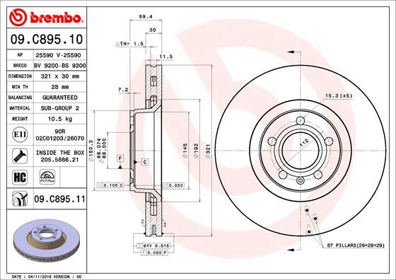 BREMBO 09.C895.11 Brake Disc