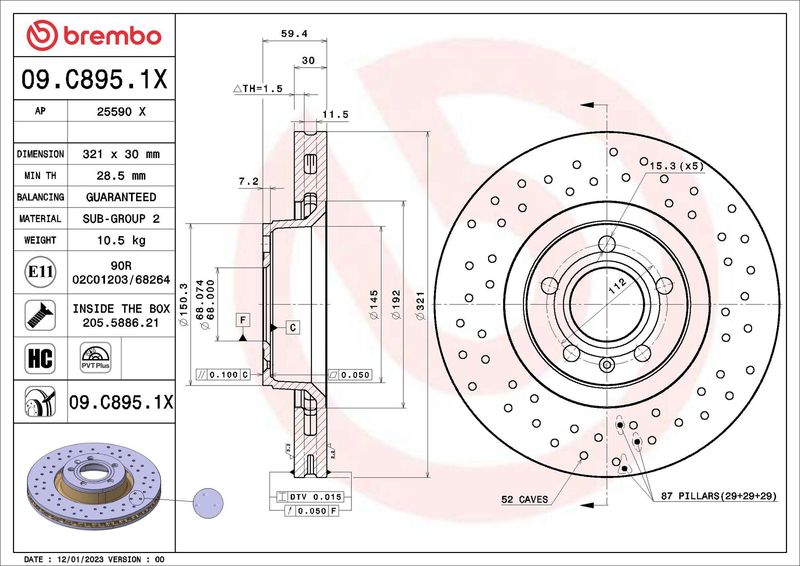 BREMBO 09.C895.1X Brake Disc