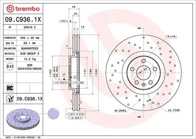 Brake Disc BREMBO 09.C936.1X