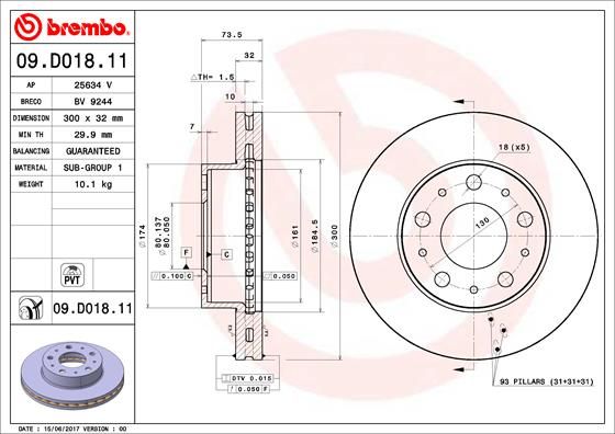 BREMBO 09.D018.11 Brake Disc