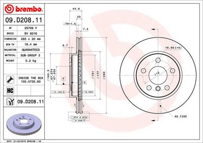 Brake Disc BREMBO 09.D208.11